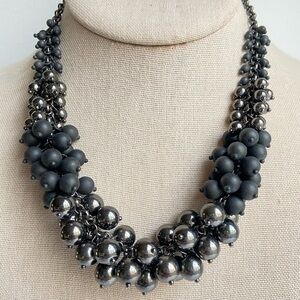 Lia Sophia Inked Knock Out dangle bead necklace graduated matte black dark gray